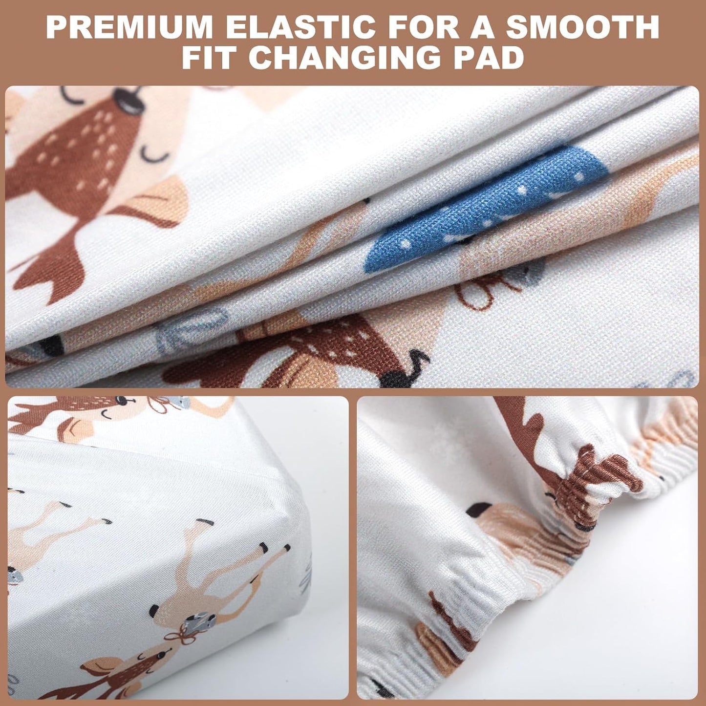 Changing Table Pad Cover Elastic Changing Pad Cover Premium Baby Changing Pad Cover 2 Pack for Boys Girls Soft and Comfy (Deer Park)
