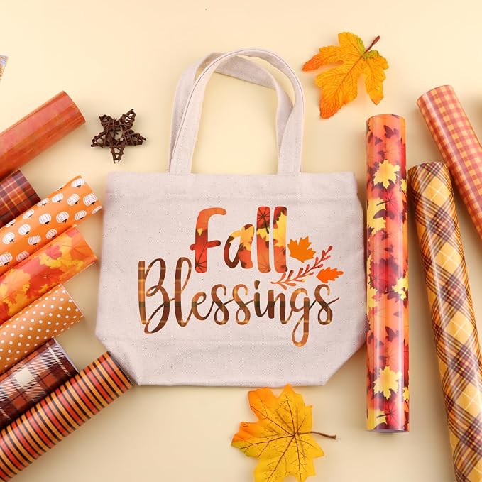Tintnut Fall Autumn Heat Transfer Vinyl, 10 Sheets 12×10in Iron on Vinyl | Fall