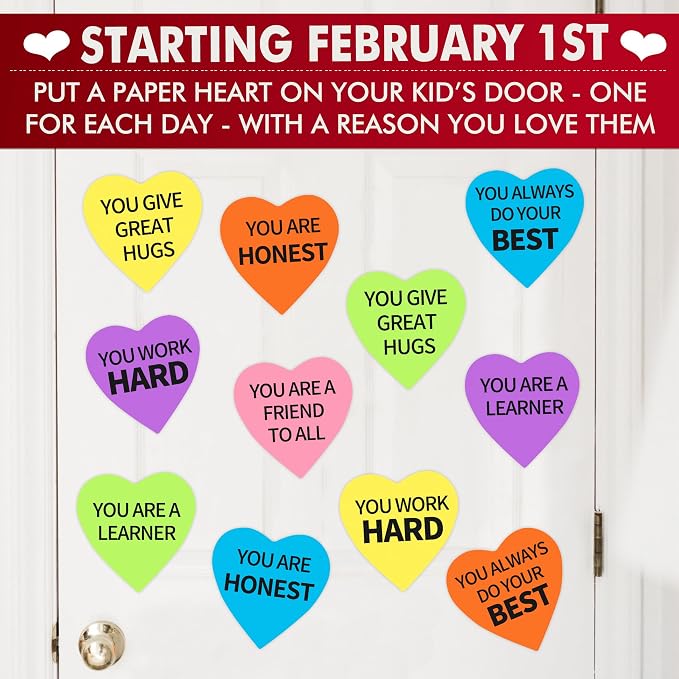 90 Pieces Heart Cutouts Paper Hearts Heart Shape Cards 5.5 Inches Large