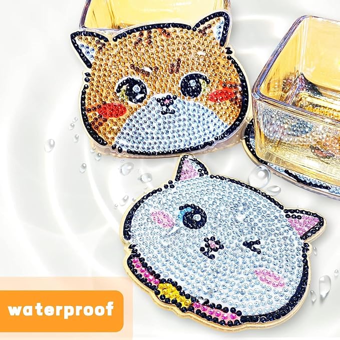 EWJRNSF 8 PCS Diamond Art Coasters Kit, Small Diamond Painting Coasters