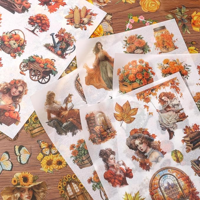 Scrapbook Stickers 20 Sheets 240 Pre-Cut Washi Stickers
