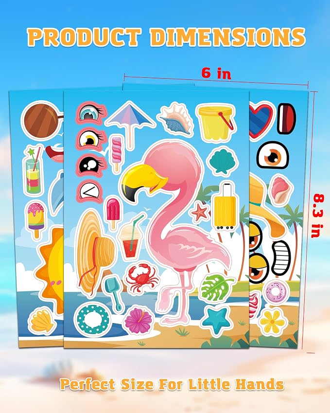 Aowplc 48 Sheets Summer Fun Make-a-Face Sticker Set