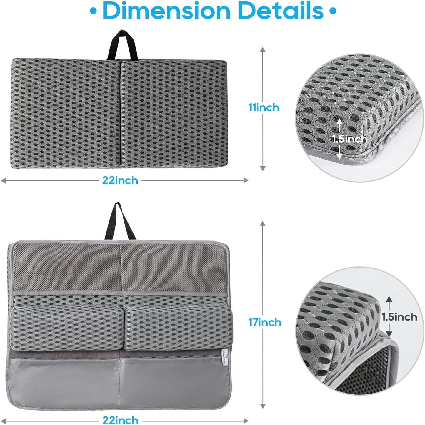 OS OMYSTYLE Baby Bath Kneeler and Elbow Rest Pad Set, 1.5'' Thick Quickly Dry Bathtub Kneeler Pad with Baby Toys & Bath Accessories Organizer, Kneeling and Elbow for Tub, Non-Slip Mat(Grey)