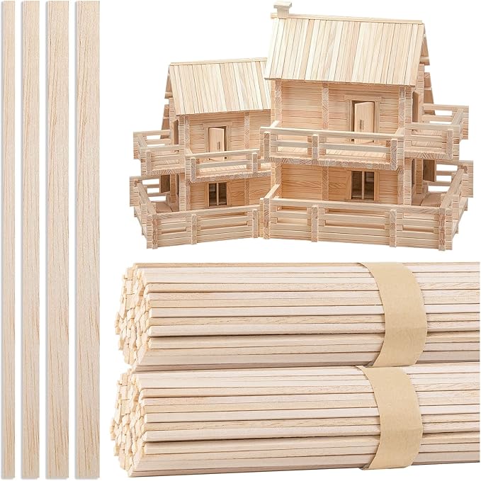 250Pcs Balsa Wood Sticks, Square Wooden Dowels Hardwood Square Dowels | 1/8