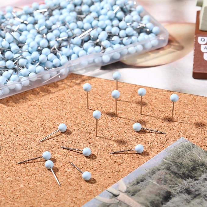 WILLBOND 500 Pack Map Push Pins Map Tacks Small Round Head Push Pins Thumb Tacks