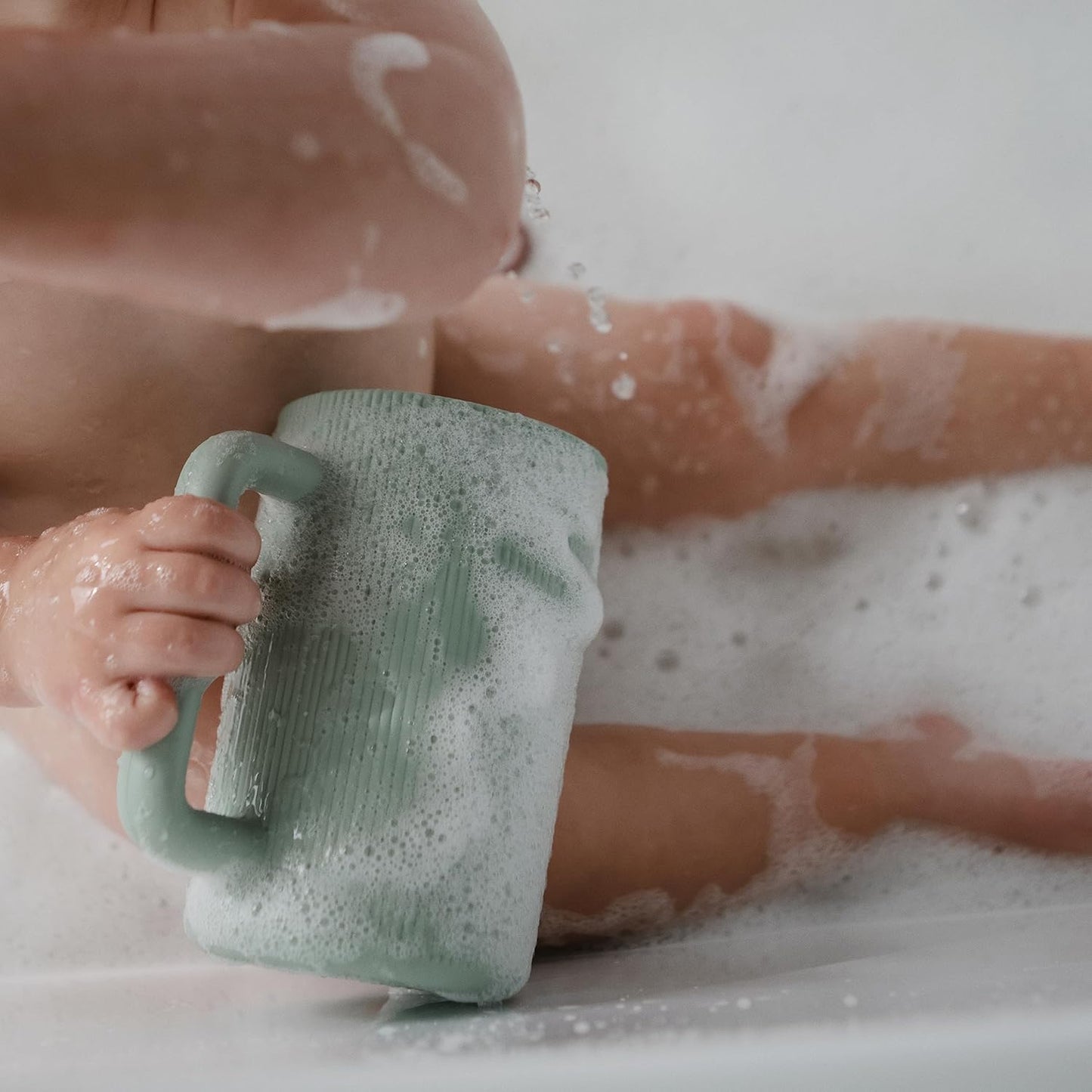 mushie Baby Bath Rinse Cup | 100% Food Grade Silicone | Shampoo & Body Washing Rinser Cup For Kids (Sage)