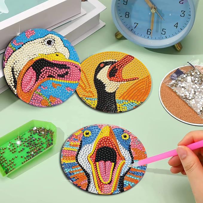 EWJRNSF 6 PCS Diamond Art Coasters Kits, Small Diamond Painting Coasters