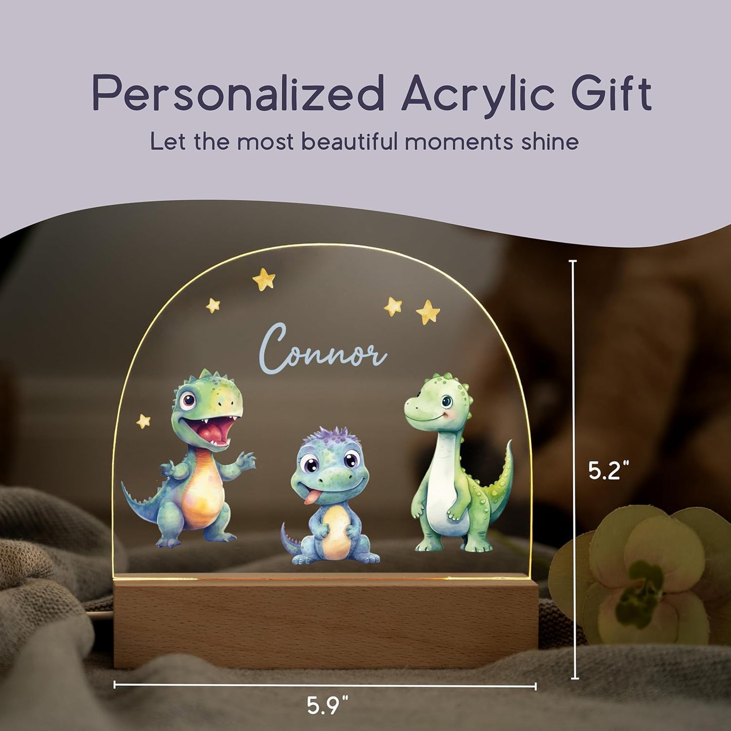 Dinosaur Night Light/Dinosaur Night Light for Boys/Dino Night Lamp/Color-Changing LED/Cute Design for Nursery