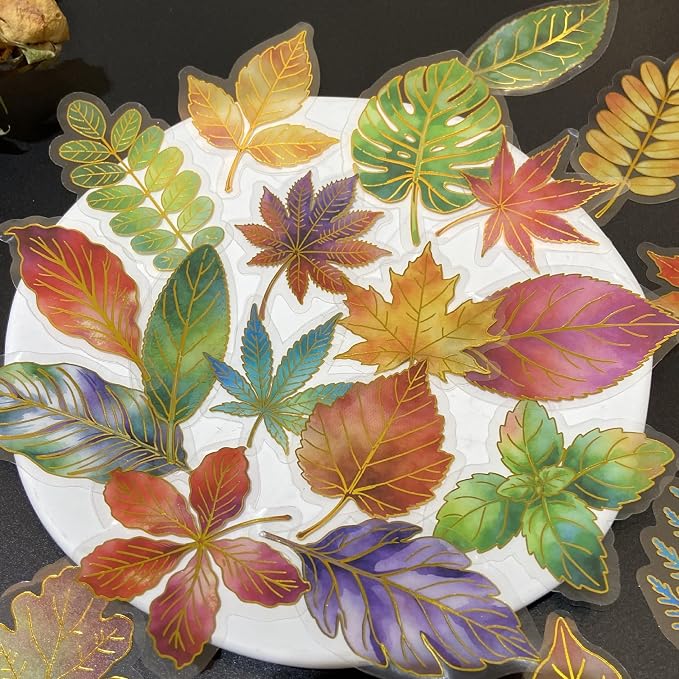 50Pcs Natural Leaves Stickers for Scrapbooking Journaling Junk Journal Supplies