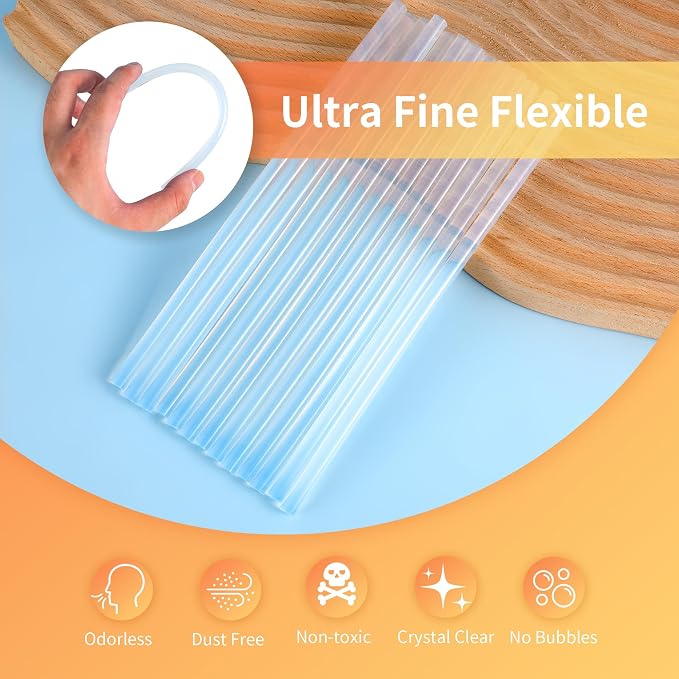 MATUFF Mini hot Glue Gun Sticks – 120 Pcs Clear hot Glue Sticks Dia 0.27” x 8”
