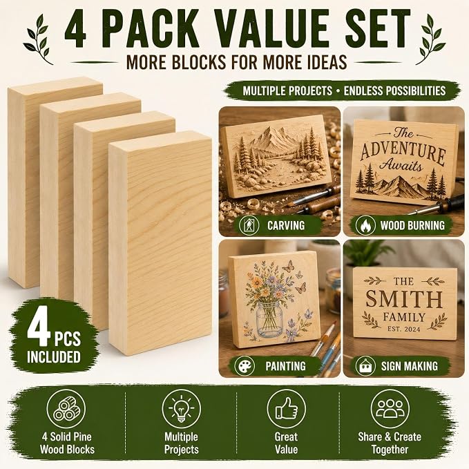Unfinished Wood Blocks for Crafting