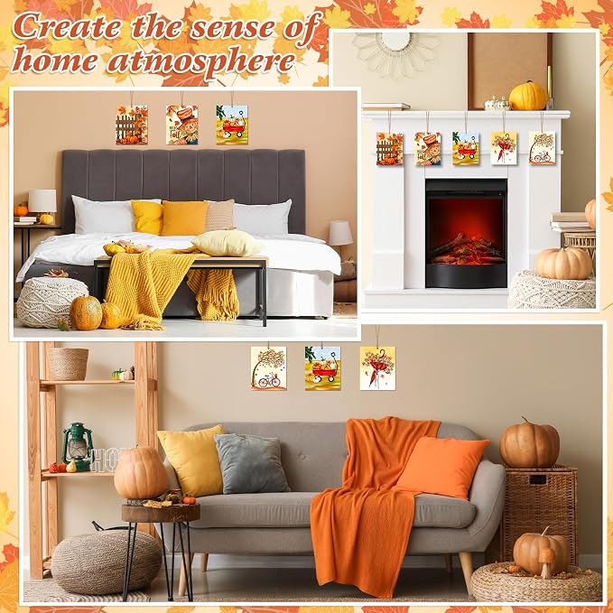 COCHIE 10PCS Fall Thanksgiving Unfinished Wood Crafts to Paint