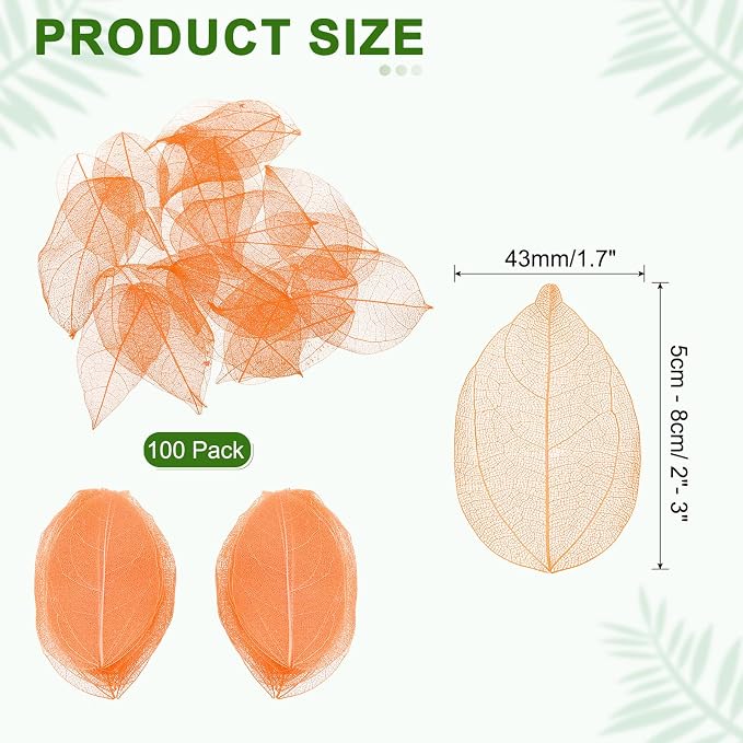 uxcell 100 Pcs Orange Skeleton Leaves