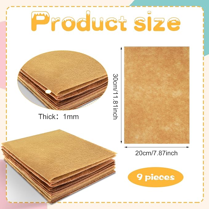 Felt Sheets for Crafts 9PCS 11.8 * 7.9in Wool Stiff Felt Sheets Soft Fabric