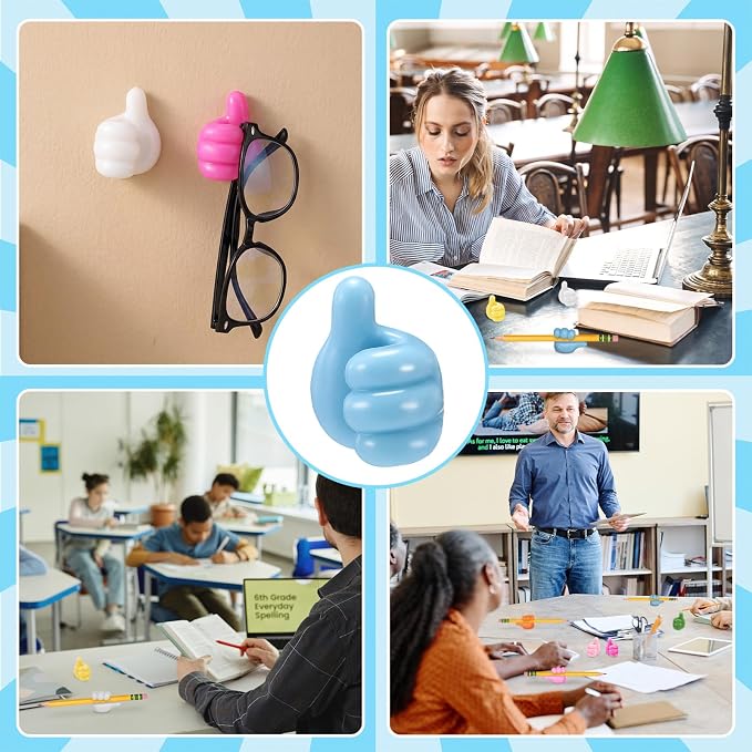 48 Pack Adhesive Pencil Holders Back to School Thumb-Shaped Pen Holder Bulk |