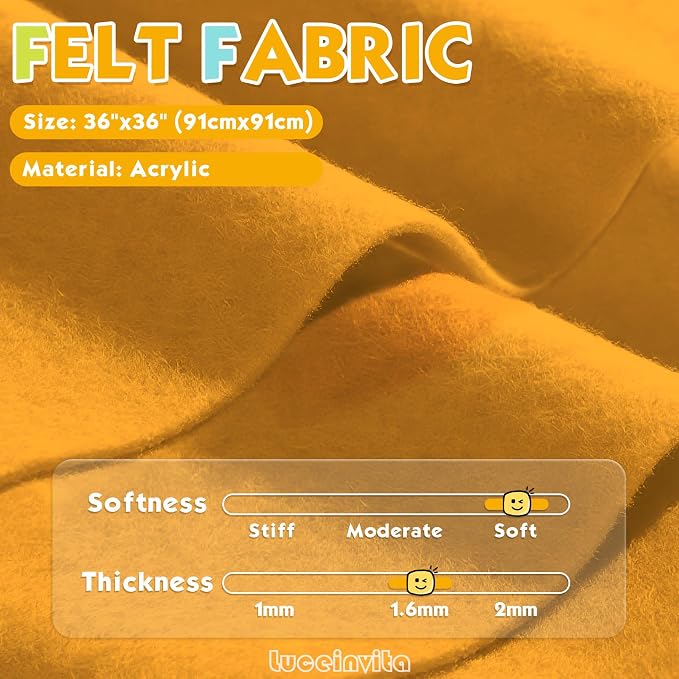 Honey Gold 36" X 36" Felt Fabric Sheet