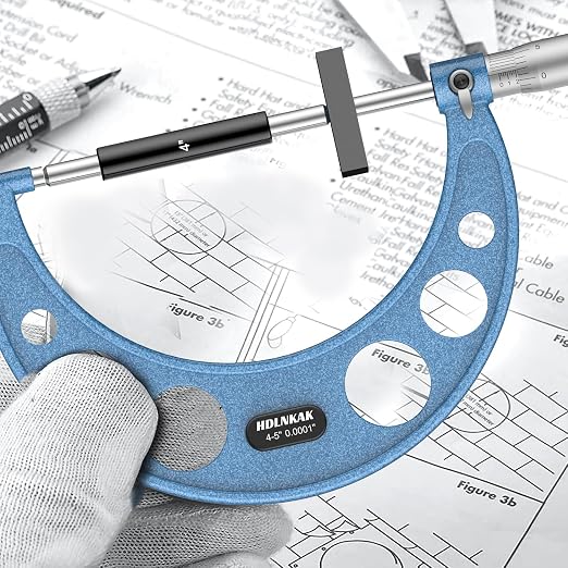 HDLNKAK Outside Micrometer Set, 4-5" Machinist Micrometer, 0.0001" Graduation