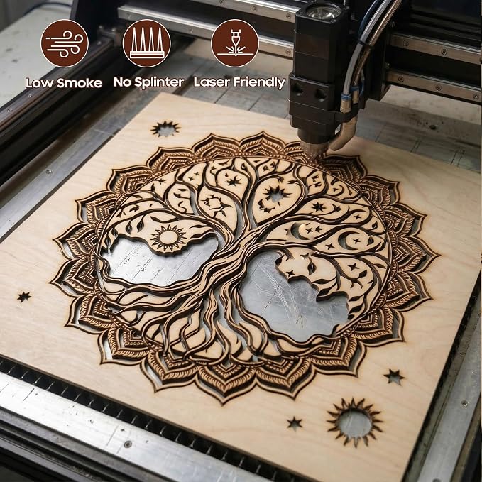 Basswood Plywood Sheets, 24 Pack 12 x 12 x 1/8 Inch Unfinished Plywood Sheets
