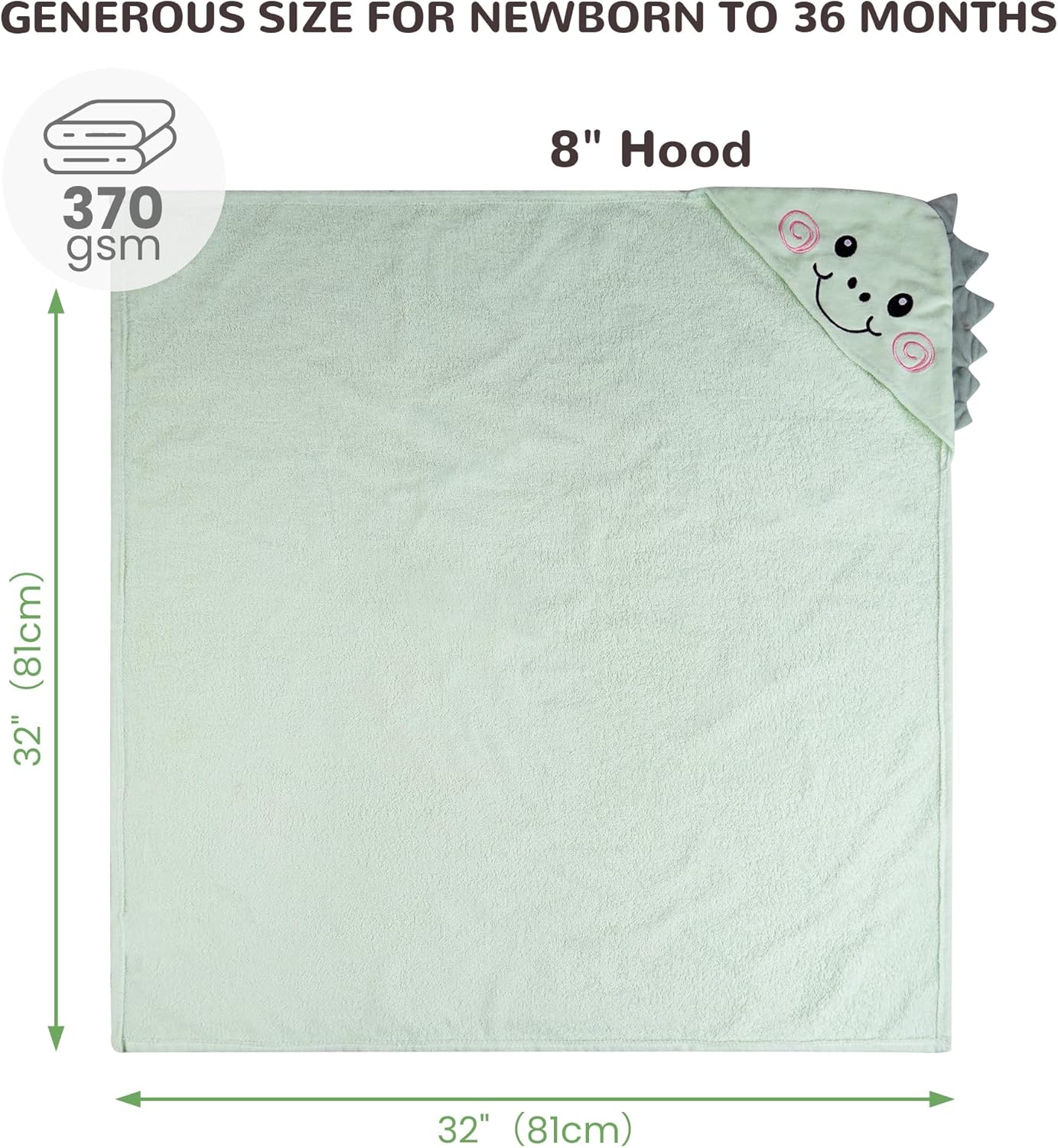 Viviland 2 Pack Hooded Baby Towels, Soft 100% Cotton Baby Bath Towels with Hood, Extra Thick and Absorbent, Essential for Newborns, Kids, Infants - Girls and Boys (Sheep & Green Dinosaur)