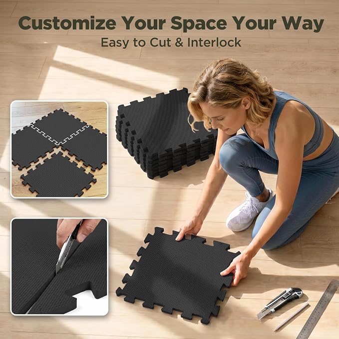 AIRHOP 18 PCS Gym Floor Mat, EVA Foam Puzzle Gym Mat, High-Density Interlocking
