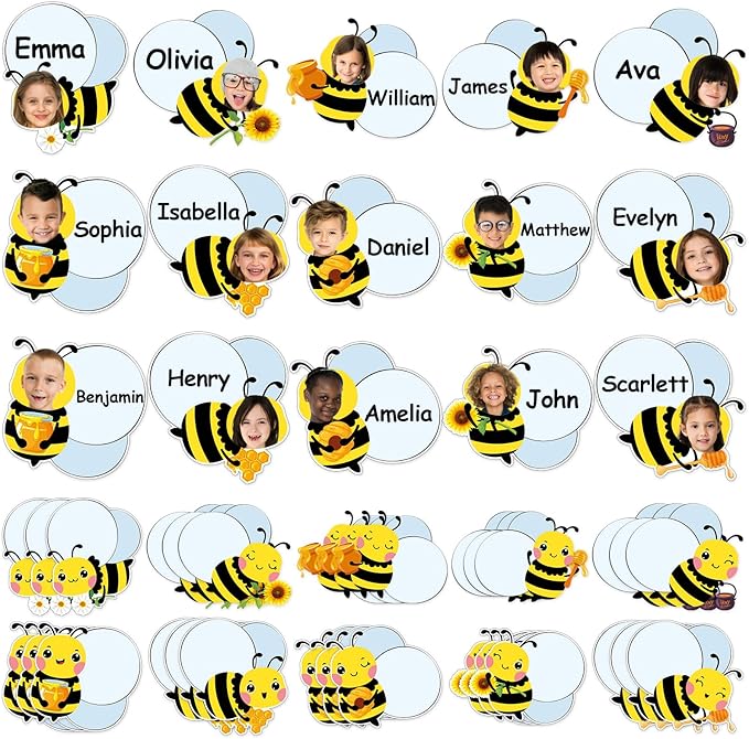 gisgfim 80Pcs Bee Cutouts Summer Honey Bee Decorations Bulletin Board Summer