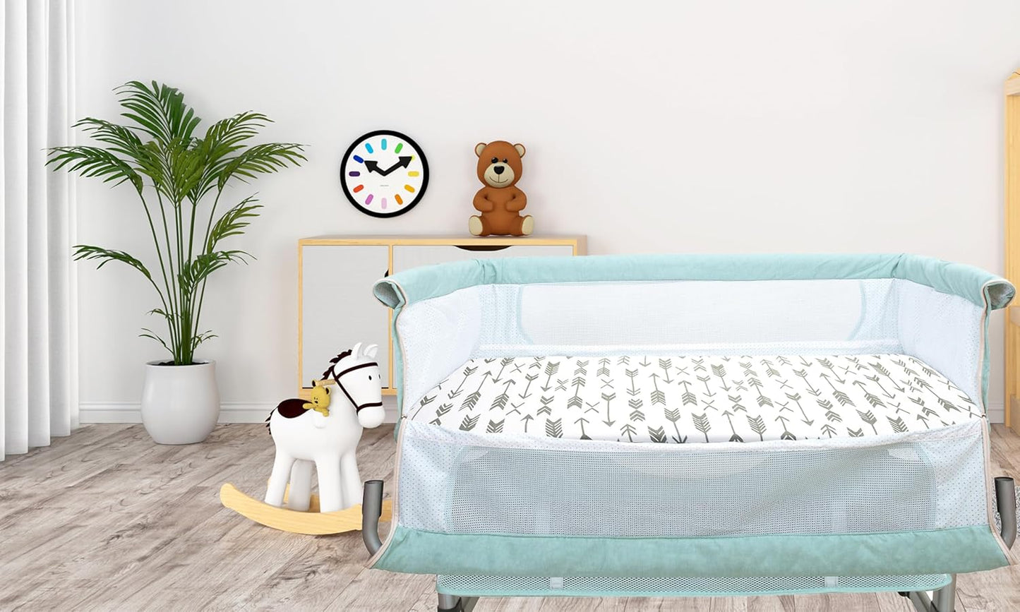 3 Pack Organic Bedside Bassinet Sheets Compatible with Mika Micky, Baby Delight, Dream On Me, AMKE and Other Bassinet Mattress Pads Size Between 17-21 in Width, 29-33 in Length, and 1.5-4 in Thick