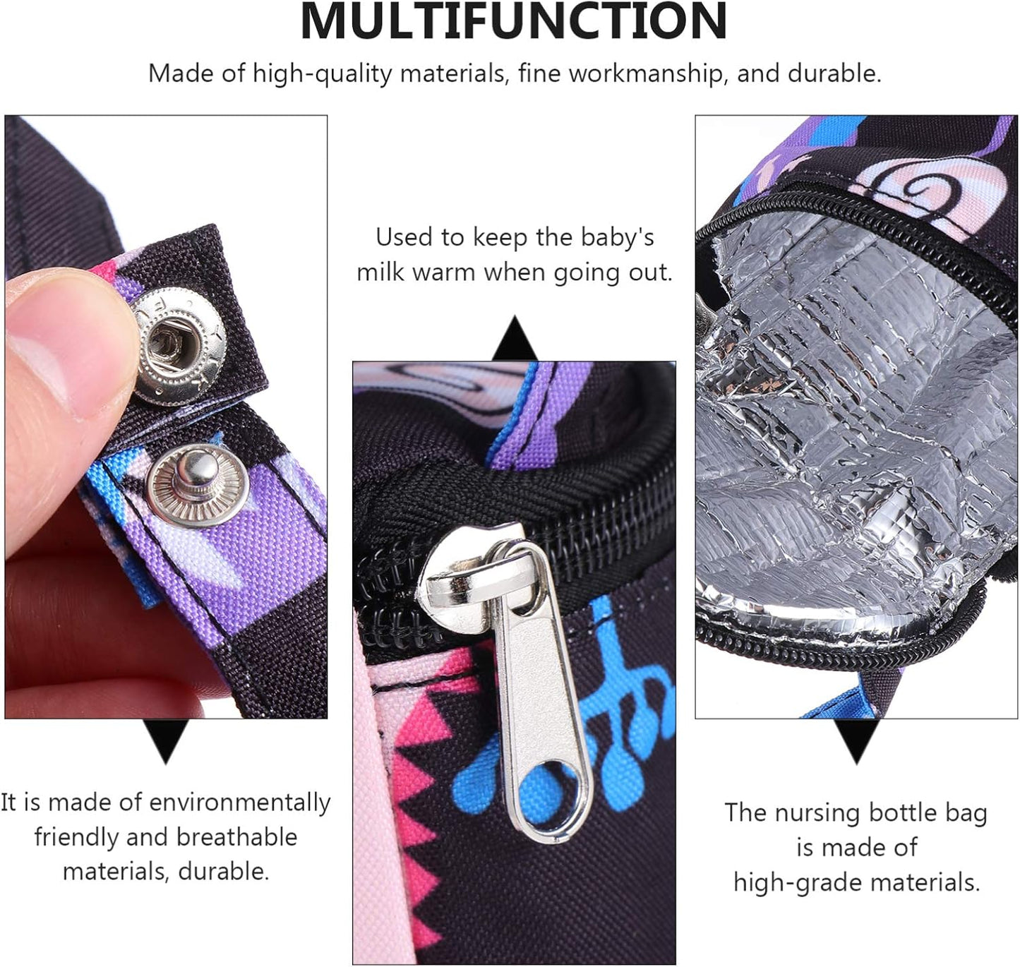 Kisangel Insulated Milk Bottle Carrier - Baby Water Bottle Strap Bag for Travel and Outdoor Use - Keep Warm Carrying Sleeve Pouch 20X12X1cm