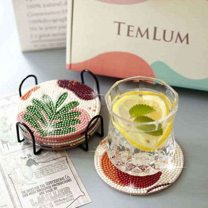 Temlum 6 Pcs Diamond Painting Coasters