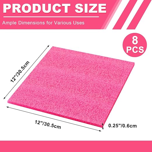 Pangda 8 Pcs 12" x 12" x 0.25" Pink Polyethylene Foam Sheets Antistatic Foam