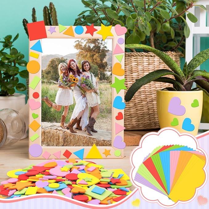3240Pcs Foam Stickers Foam Shape Stickers Colorful Self Adhesive, 8 Colors