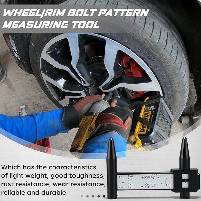 Kingdder 1 Pcs Wheel Stud Rim Bolt Pattern Measuring Tool PCD Ruler Wheel PCD