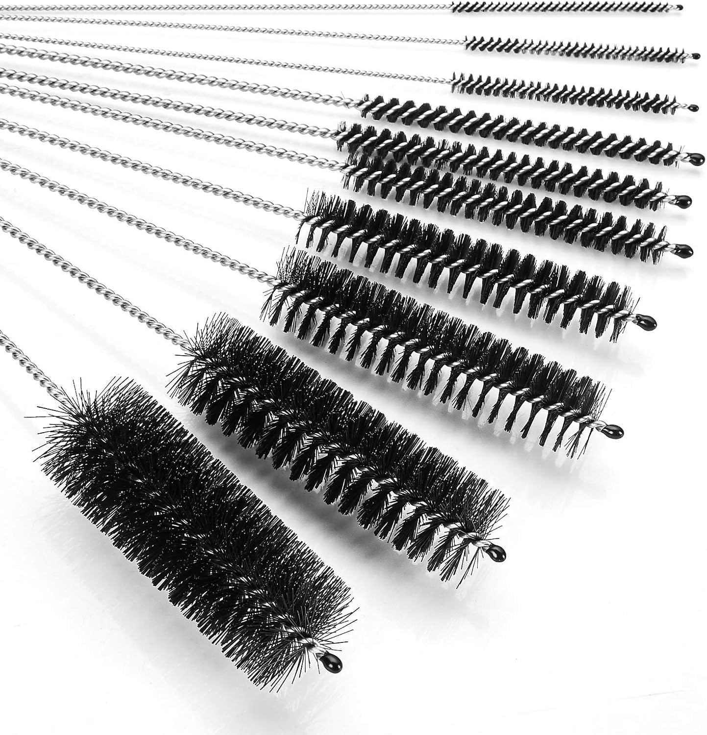 CiaraQ Bottle Cleaning Brushes, 8 Inch Nylon Tube Brush Set, Cleaner for Narrow Neck Bottles Cups with Hook, Set of 10pcs