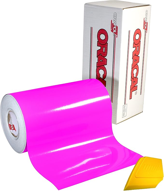 ORACAL 6510 Fluorescent Hot Pink Cast Vinyl Wrap 12" x 30" Roll Including Hard