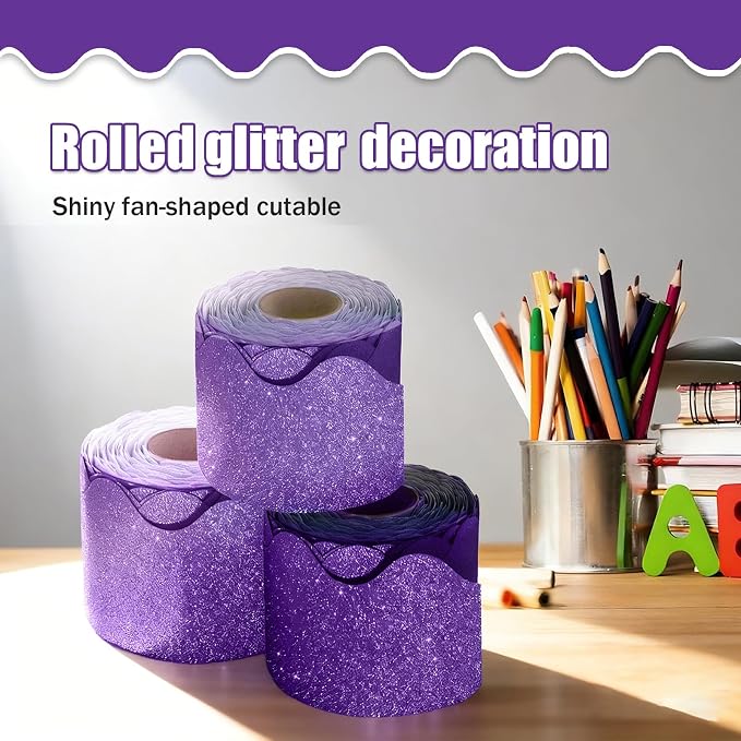 70Ft Shine Bulletin Board Borders，Scalloped Poster Boards Decorations Trim