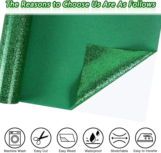 TORC Green Glitter HTV Green Heat Transfer Vinyl HTV Rolls