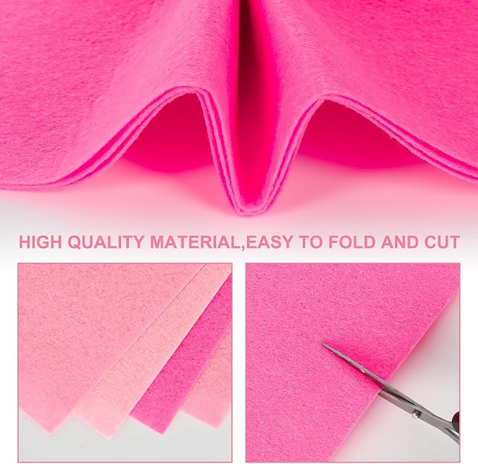 Whaline 18Pcs Pink Felt Fabric Sheets Soft Thick Assorted Pink Craft Felt Pack