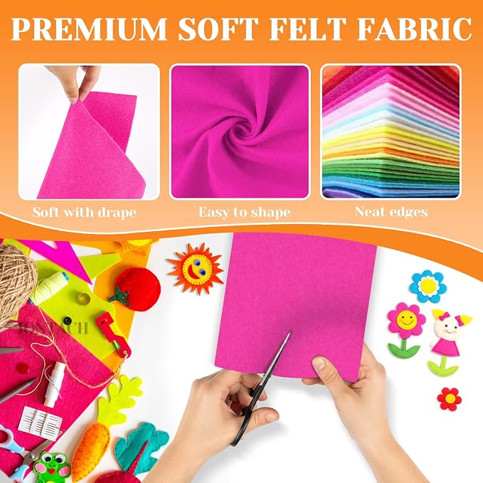 IONTACH 9" X 12" Soft Felt Sheets 1.6mm Thick | Felt Fabric