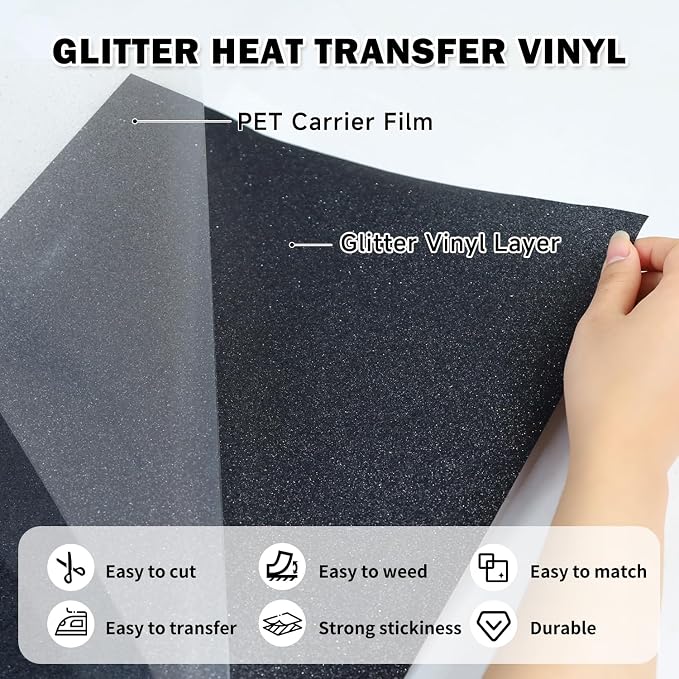 TUMIYA Black Glitter Heat Transfer Vinyl HTV Roll