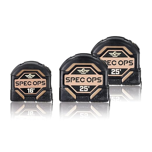 Spec Ops Tools Tape Measure for Measuring & Layout, 1 1/8" Double-Sided Blade