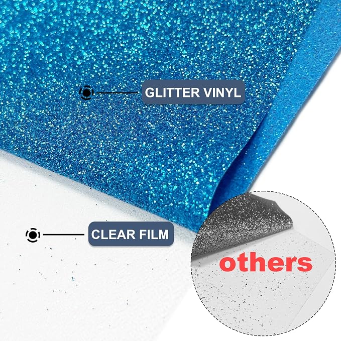 Sky Blue Glitter Heat Transfer Vinyl 12" x 8 ft HTV