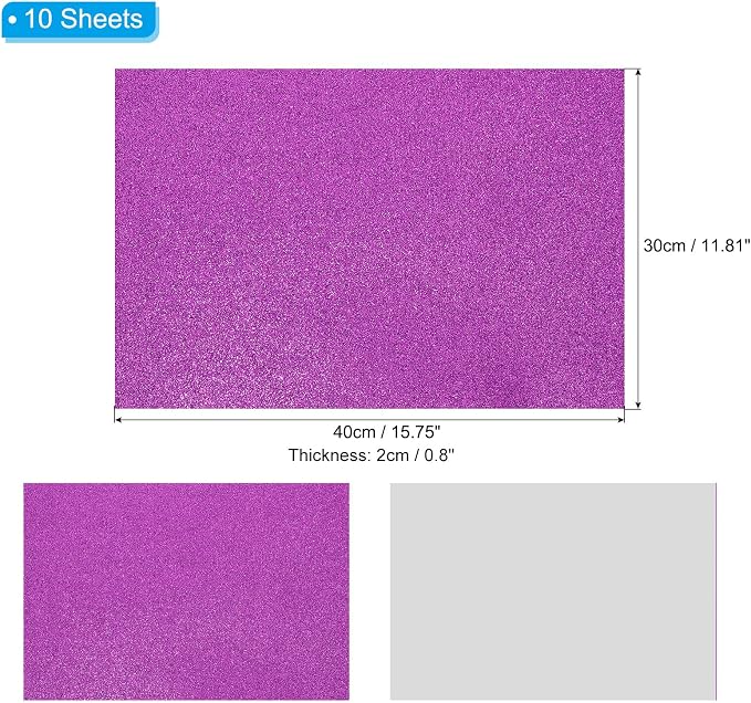 PATIKIL Purple Shiny EVA Glitter Foam Sheet 16x12 Inch 2mm Thick