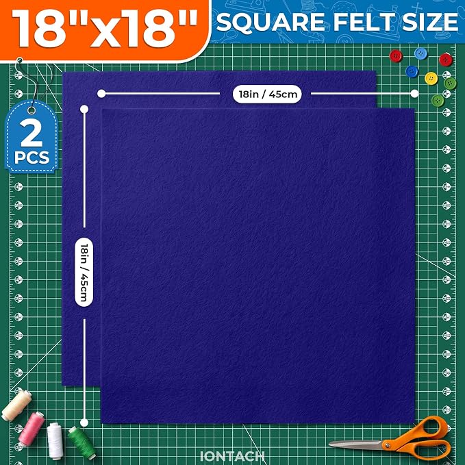 IONTACH 18" X 18" Soft Felt Sheets 1.6mm Thick | Acrylic Felt Fabric Sheets