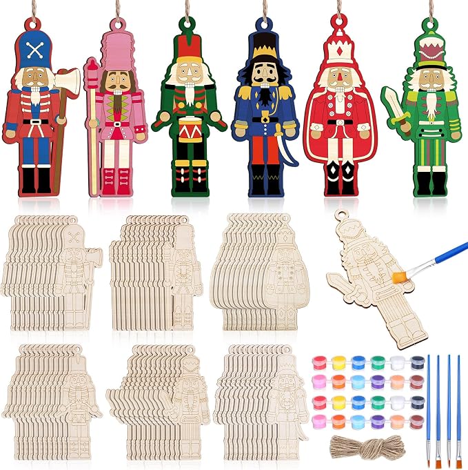 Cinnvoice 60 Pcs Wood Christmas Crafts