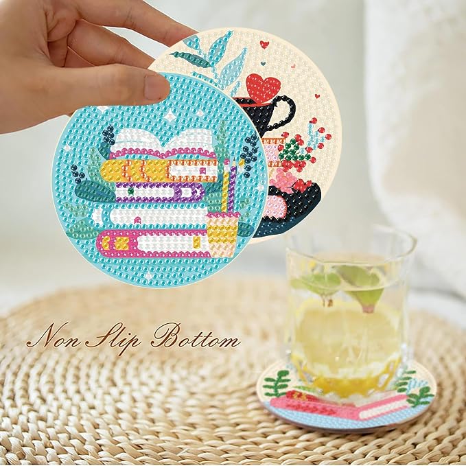 8 Pcs Book Diamond Art Coasters Kit