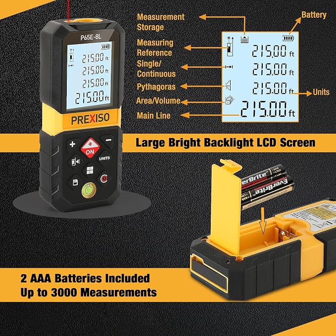 PREXISO Laser Measure, 215Ft Laser Measurement Tool