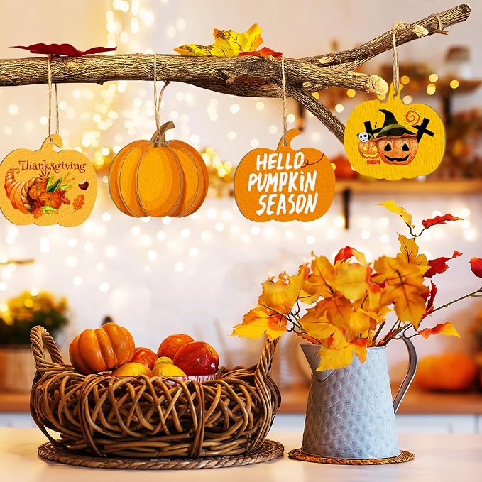 36Pcs Wooden Pumpkins Ornaments to Paint Halloween Thanksgiving Decoration