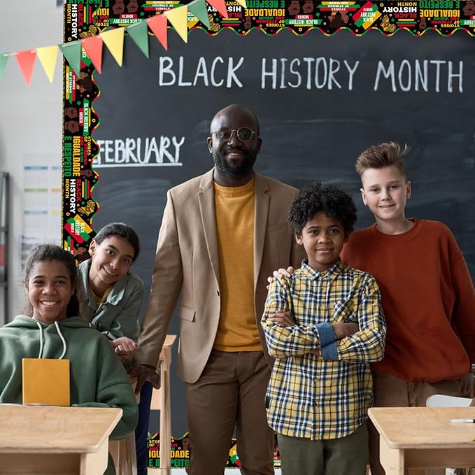 69 Feet Black History Month Bulletin Board, African American Holiday Rolled
