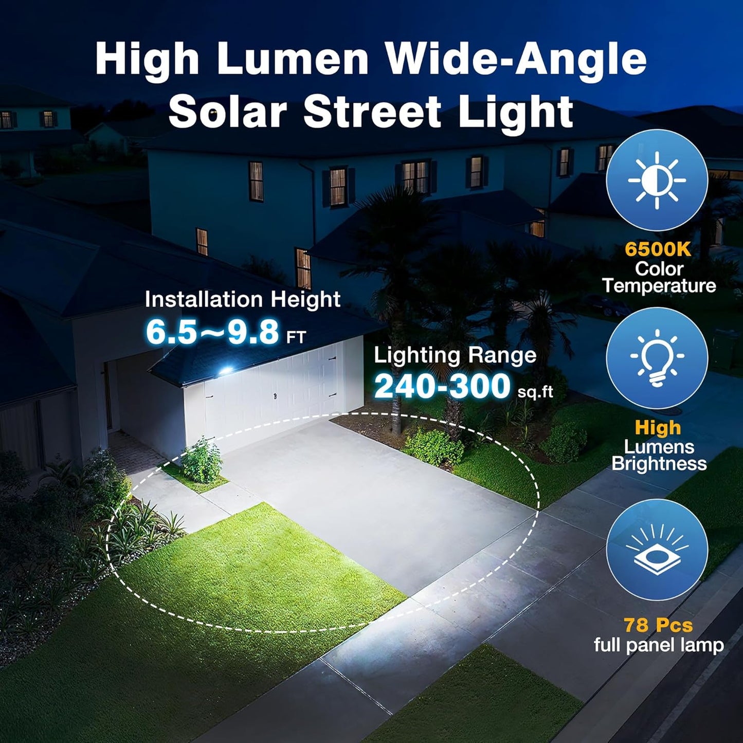 Solar Lights Outdoor Waterproof - 6500K Solar Street Lights Outdoor IP66 Waterproof LED Flood Light with Motion Sensor and Remote Parking Lot Lights Dusk to Dawn for Backyard/Outside/Garage 2Packs