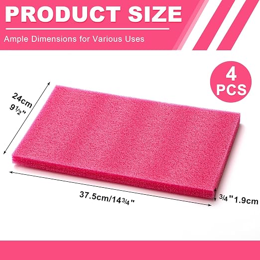 Pangda 4 Pcs 14.75 x 9.5 x 0.75 Inch Pink Polyethylene Foam Sheets Anti Static