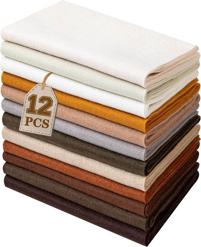 HaoFeiJH 12 Rolls 8"x20" 1.6mm Thick Soft Felt Fabric Sheets – 12 Assorted